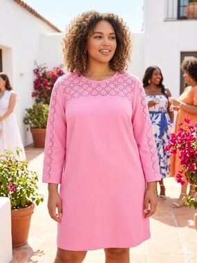 NWT J. Crew Pink Eyelet Shift Dress Sz 22
